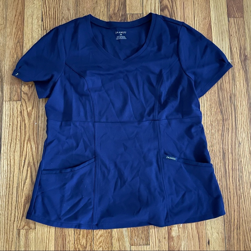 Jaanuu Women's Princess Seam V-Neck Scrub Top - Navy
